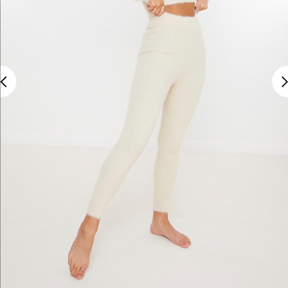Stone Co ord Fluffy Ribbed Leggings